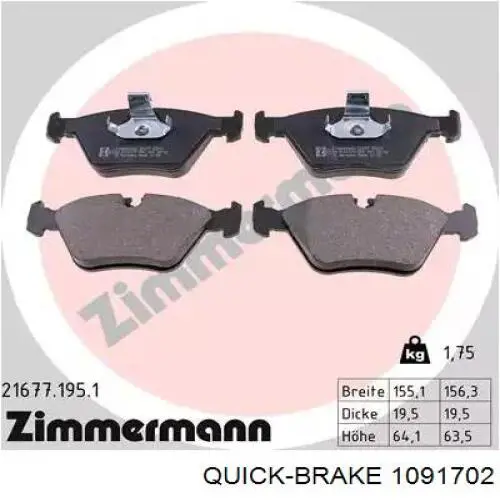 Do koszyka 1091702 Quick Brake Zestaw sprężynek do mocowania klocków tarczowych przednich
