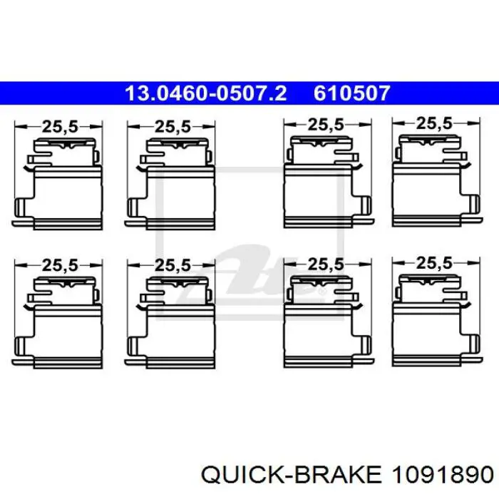 1091890 Quick Brake Zestaw sprężyn do mocowania tylnych klocków tarczowych