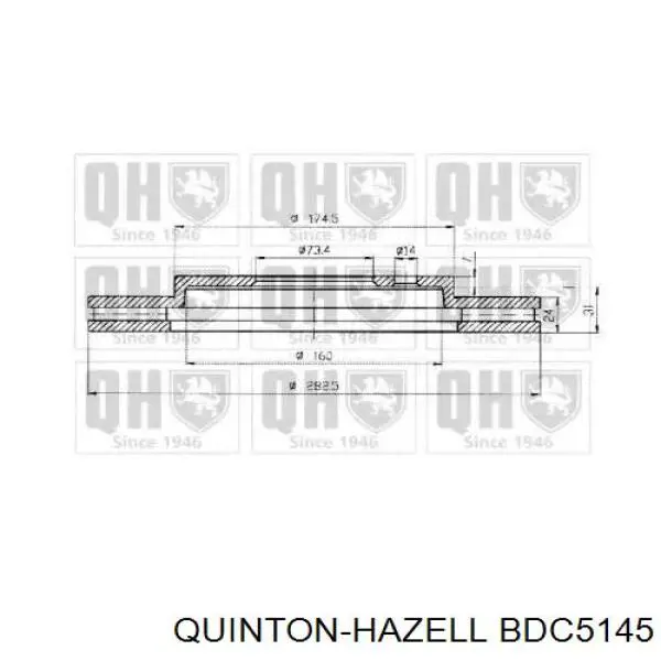 BDC5145 QUINTON HAZELL tarcza hamulcowa przednia