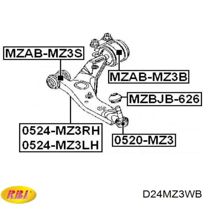 Silentblock przedniego wahacza dolnego RBI D24MZ3WB cena, od 14,52 USD