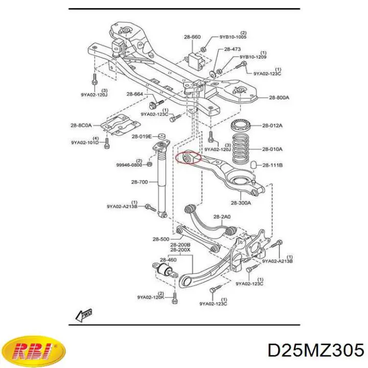 D25MZ305 RBI Silentblock wahacza tylnego dolnego