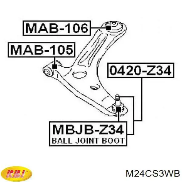 Silentblock przedniego wahacza dolnego RBI M24CS3WB cena, od 9,12 USD