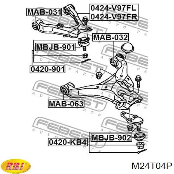 Silentblock przedniego wahacza górnego RBI M24T04P cena, od 13,39 USD