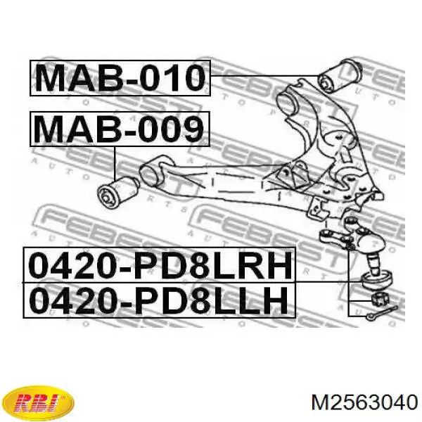 Silentblock przedniego wahacza dolnego M2563040 RBI