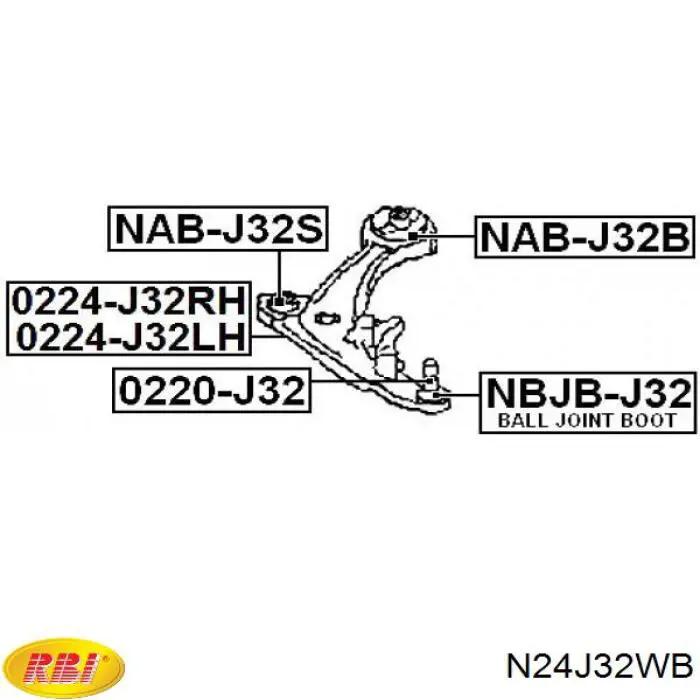 Do koszyka N24J32WB RBI Silentblock przedniego wahacza dolnego