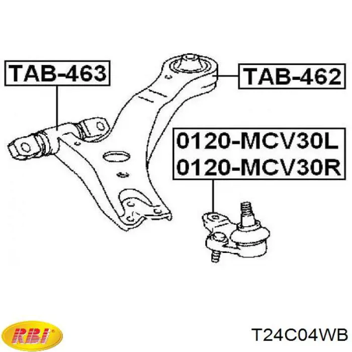 Silentblock przedniego wahacza dolnego RBI T24C04WB