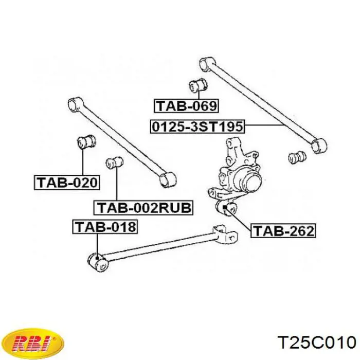 Silentblock wahacza poprzecznego tylnego zewnętrzny RBI T25C010 cena, od 10,43 USD
