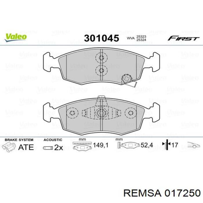 Klocki hamulcowe przednie tarczowe Remsa 017250 cena, od 27,68 USD