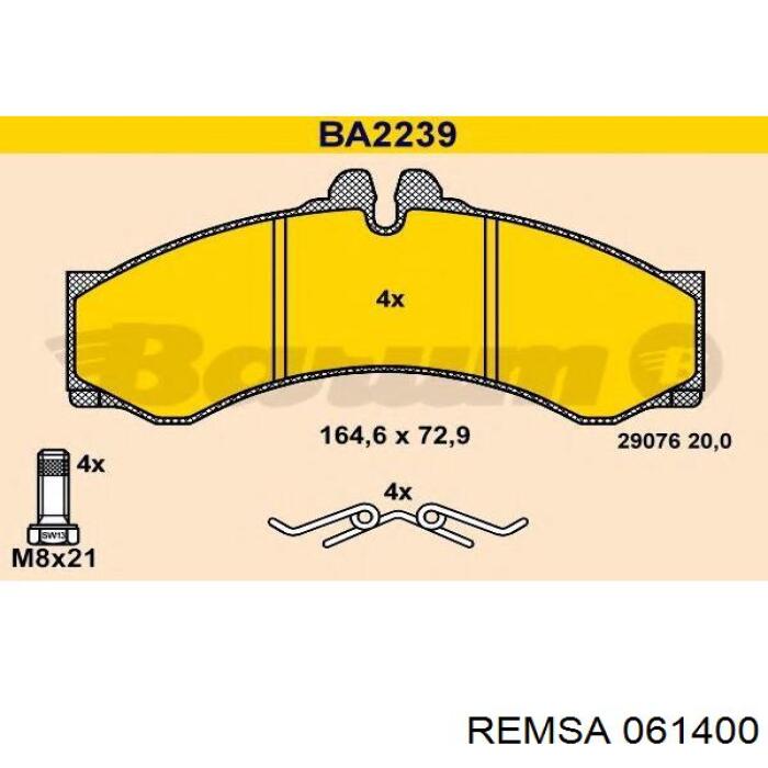 Do koszyka 061400 Remsa Klocki hamulcowe przednie tarczowe