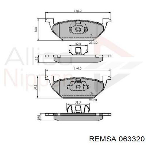 Do koszyka 063320 Remsa Klocki hamulcowe przednie tarczowe