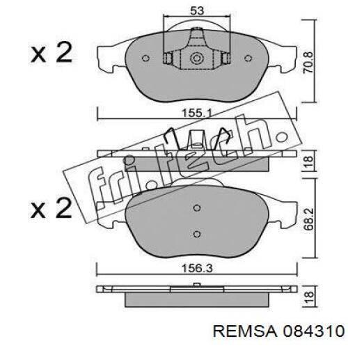 Do koszyka 084310 Remsa Klocki hamulcowe przednie tarczowe