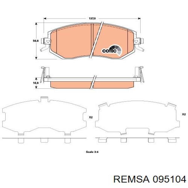 Do koszyka 095104 Remsa Klocki hamulcowe przednie tarczowe