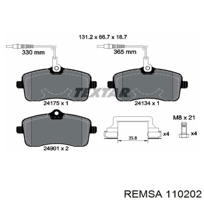Klocki hamulcowe przednie tarczowe Remsa 110202 cena, od 29,57 USD