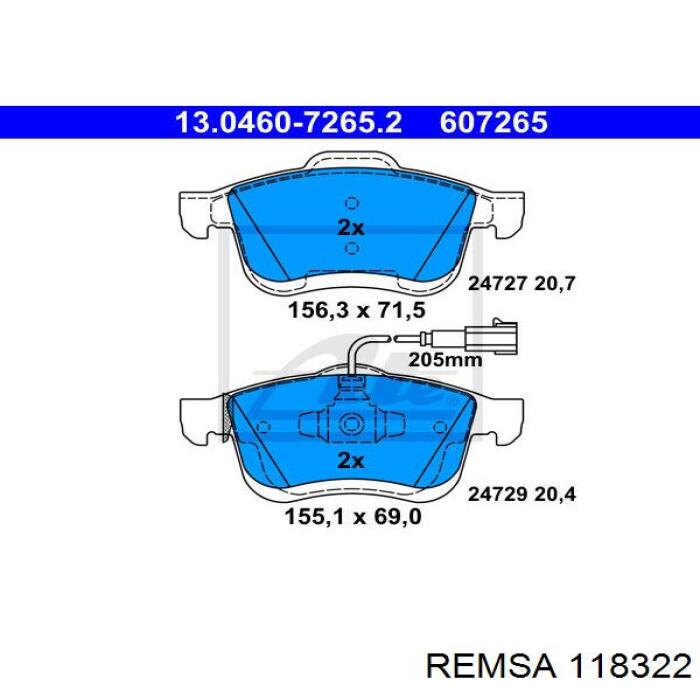Klocki hamulcowe przednie tarczowe Remsa 118322 cena, od 33,16 USD