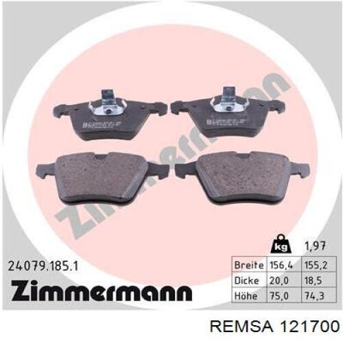 Klocki hamulcowe przednie tarczowe Remsa 121700 cena, od 59,71 USD