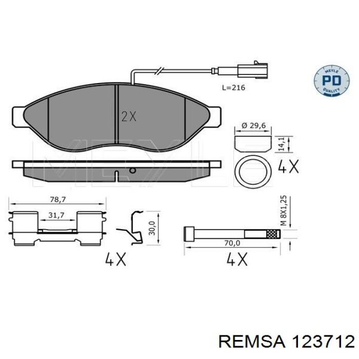 Klocki hamulcowe przednie tarczowe Remsa 123712 cena, od 38,05 USD