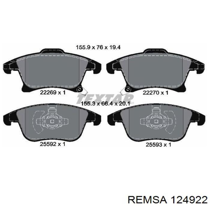 Klocki hamulcowe przednie tarczowe Remsa 124922 cena, od 35,56 USD