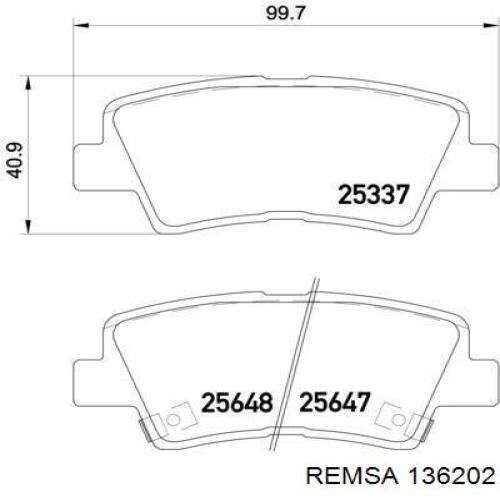 Okładziny (klocki) do hamulców tarczowych tylne Remsa 136202 cena, od 36,01 USD