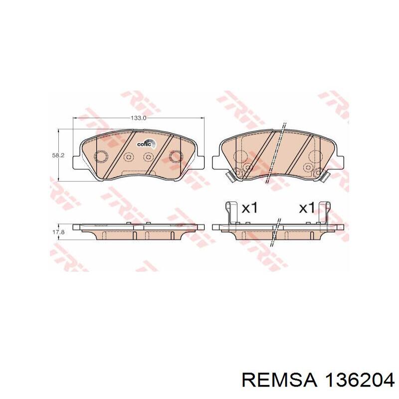 Do koszyka 136204 Remsa Okładziny (klocki) do hamulców tarczowych tylne