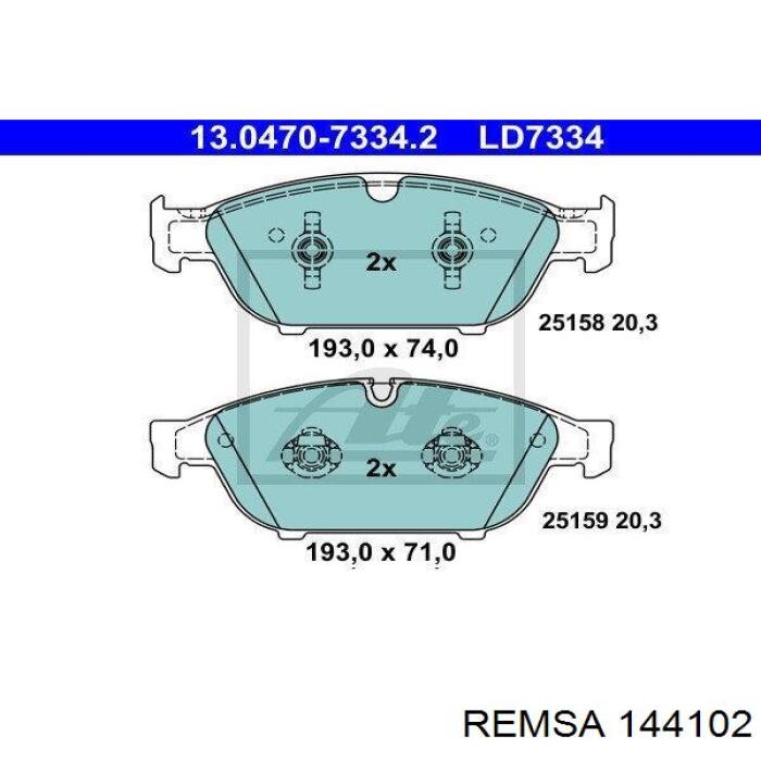 Do koszyka 144102 Remsa Klocki hamulcowe przednie tarczowe
