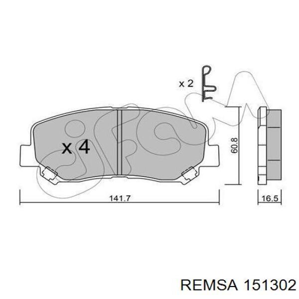 Do koszyka 151302 Remsa Klocki hamulcowe przednie tarczowe