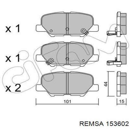 Okładziny (klocki) do hamulców tarczowych tylne Remsa 153602 cena, od 22,91 USD