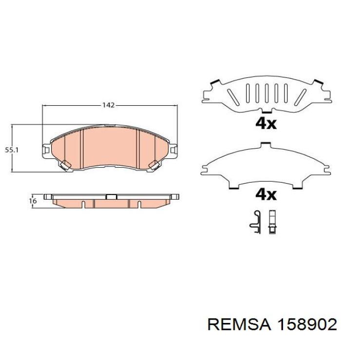 Klocki hamulcowe przednie tarczowe Remsa 158902 cena, od 28,02 USD