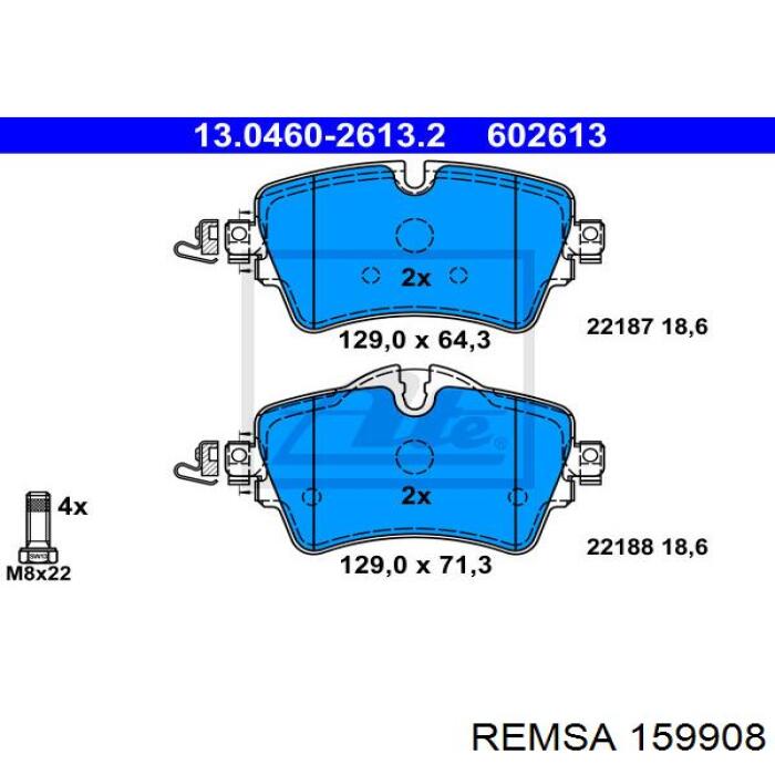 159908 Remsa Klocki hamulcowe przednie tarczowe