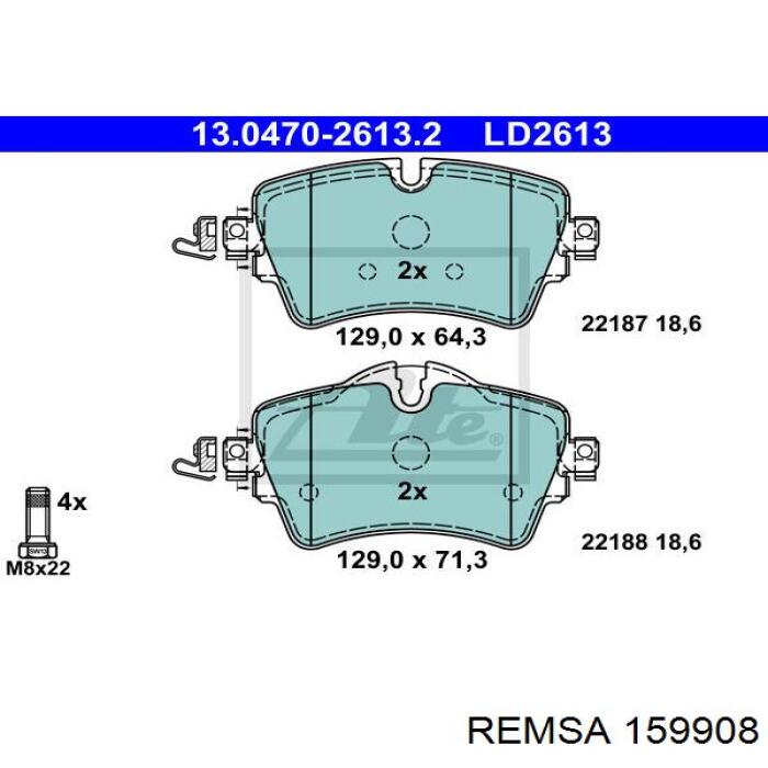 Klocki hamulcowe przednie tarczowe Remsa 159908 cena, od 39,34 USD