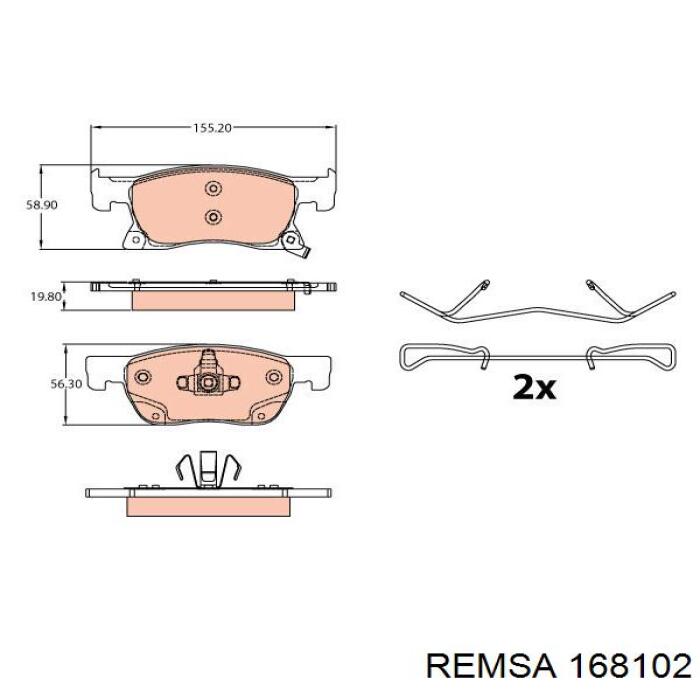 168102 Remsa Klocki hamulcowe przednie tarczowe