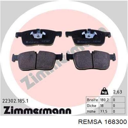 168300 Remsa Klocki hamulcowe przednie tarczowe