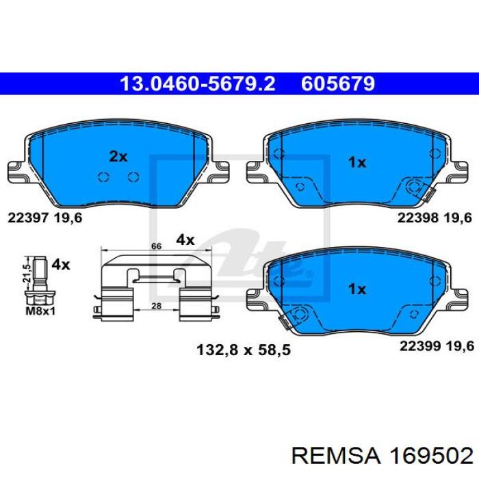 169502 Remsa Klocki hamulcowe przednie tarczowe