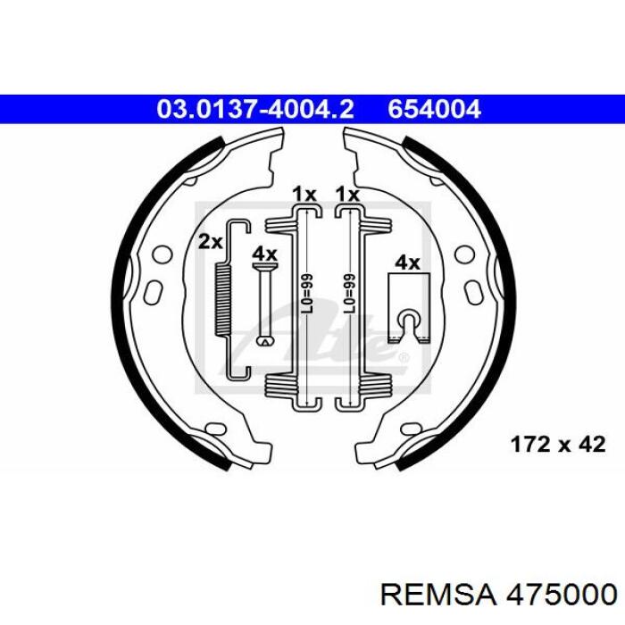 Do koszyka 475000 Remsa Klocki hamulca ręcznego