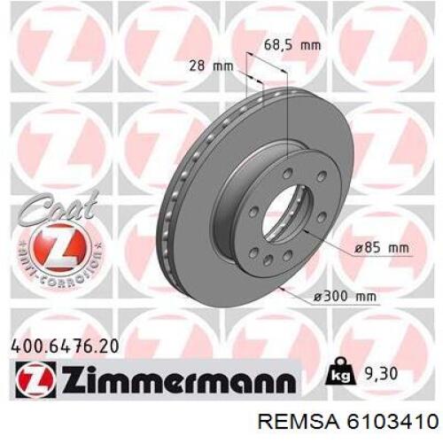 Tarcza hamulcowa przednia Remsa 6103410 cena, od 64,73 USD