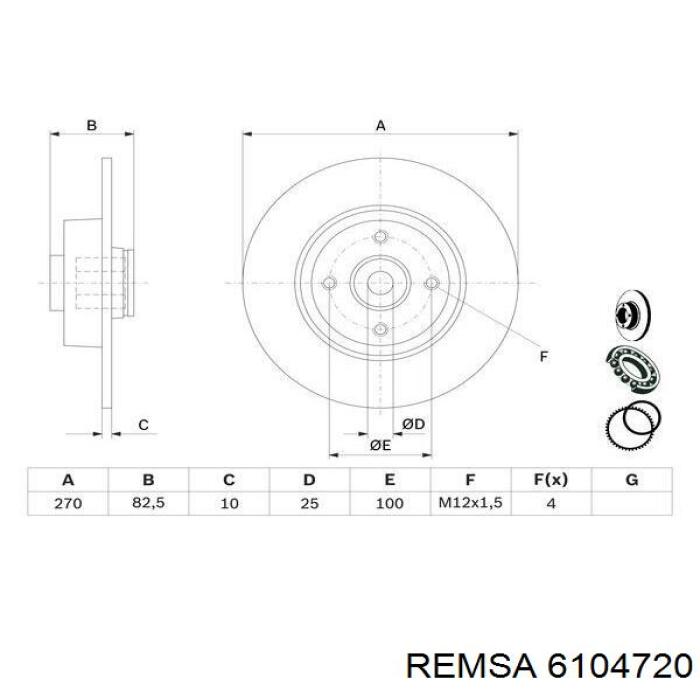Tarcza hamulcowa tylna Remsa 6104720 cena, od 53,36 USD