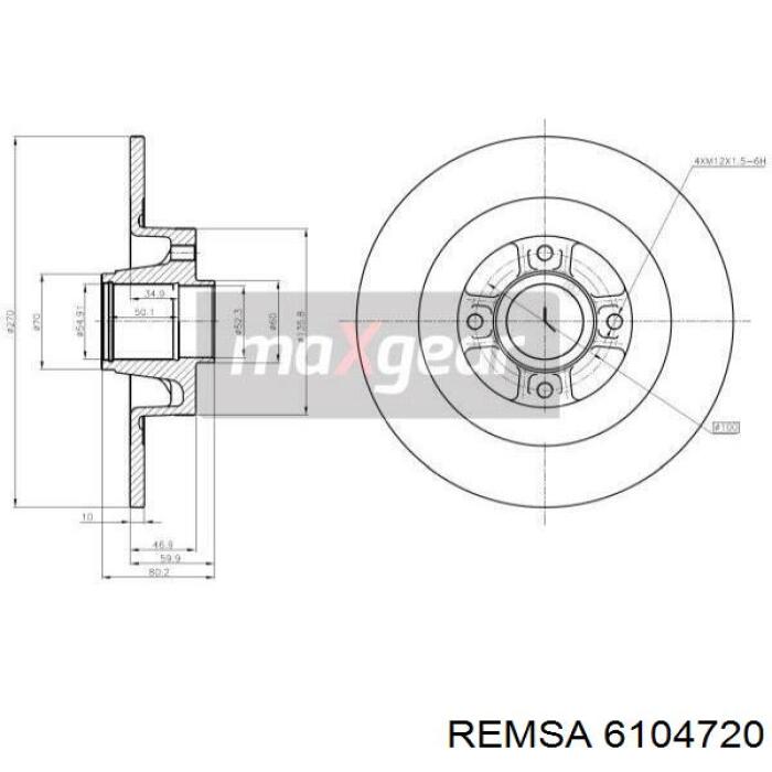Tarcza hamulcowa tylna Remsa 6104720 cena, od 53,36 USD