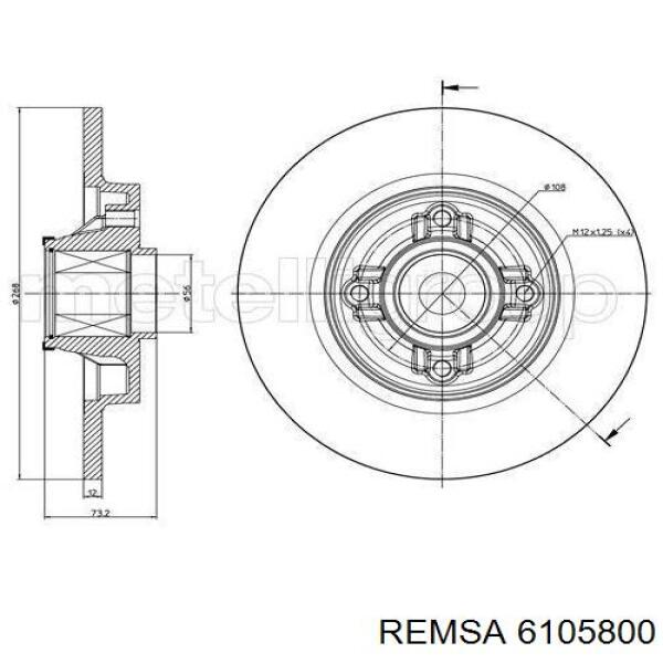 Do koszyka 6105800 Remsa Tarcza hamulcowa tylna