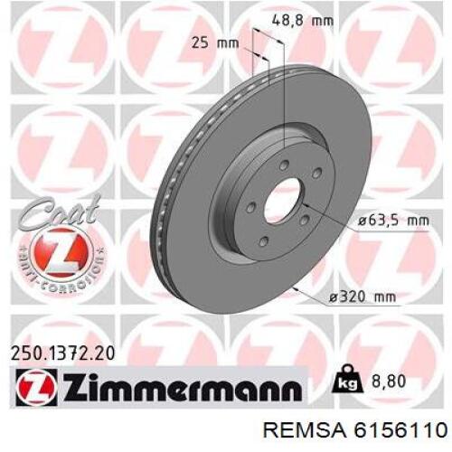 Tarcza hamulcowa przednia Remsa 6156110 cena, od 70,35 USD