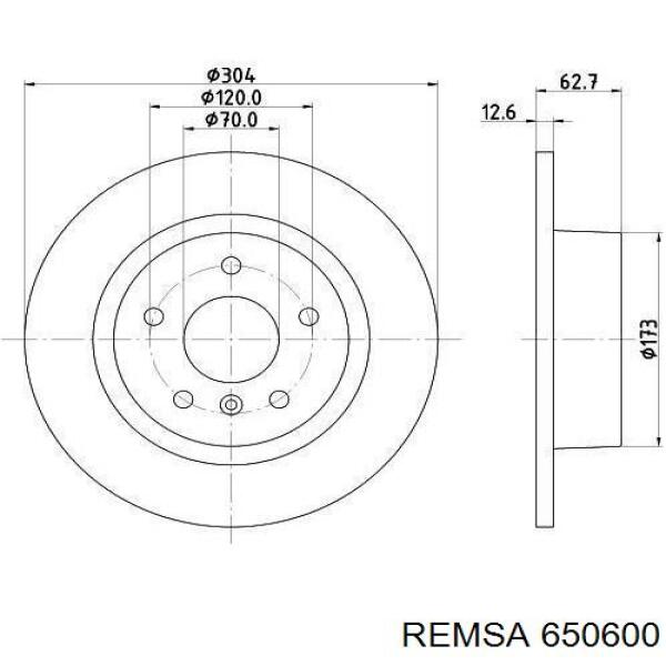 Do koszyka 650600 Remsa Tarcza hamulcowa tylna