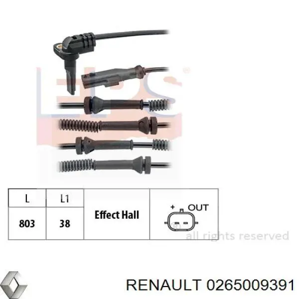 Do koszyka 93868517 General Motors Czujnik ABS przedni