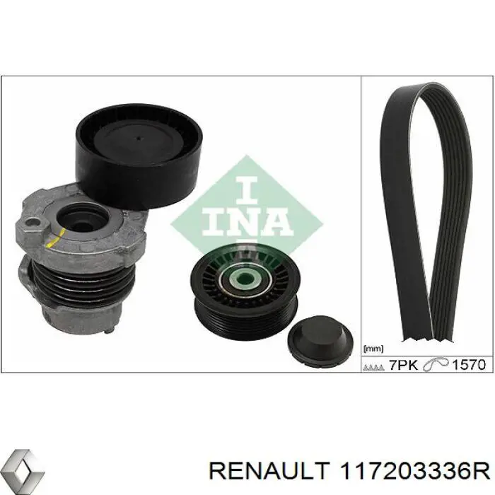 Pasek napędowy mechanizmów, zestaw Renault (RVI) 117203336R cena, od 123,80 USD