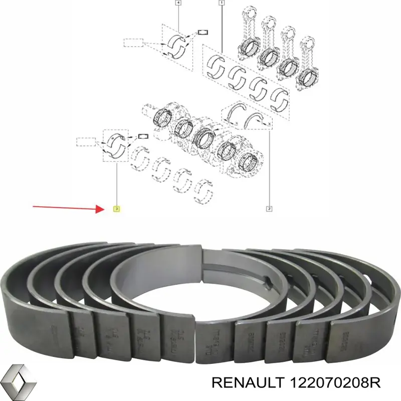 Do koszyka GNX5128 Genmot Panewki główne wału korbowego, zestaw, standardowe (STD)