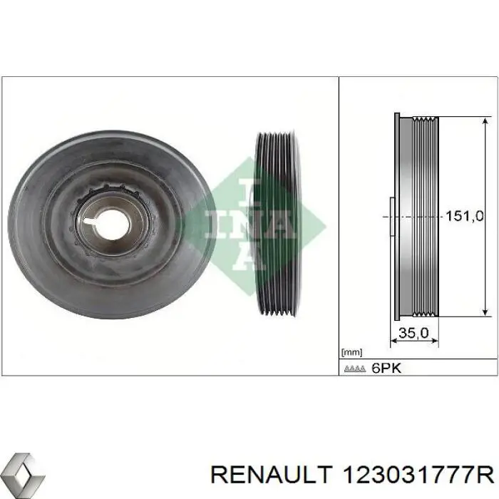 Koło pasowe wału korbowego Renault (RVI) 123031777R