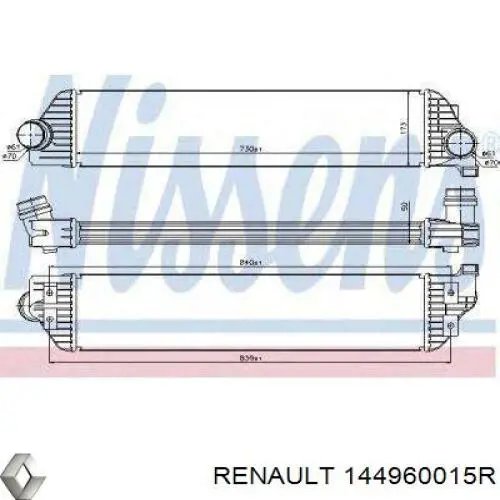 Chłodnica intercoolera Renault (RVI) 144960015R cena, od 119,02 USD