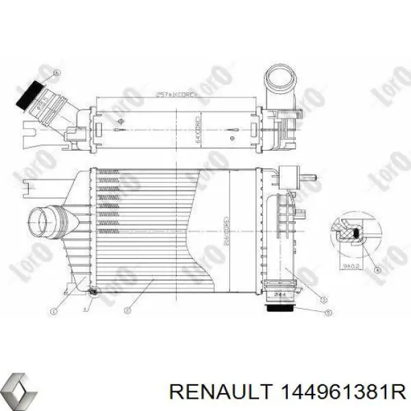 Chłodnica intercoolera Renault (RVI) 144961381R cena, od 148,07 USD