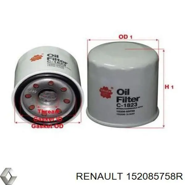 Filtr oleju Renault (RVI) 152085758R cena, od 9,77 USD