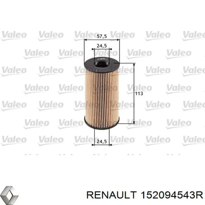 Filtr oleju Renault (RVI) 152094543R cena, od 5,35 USD