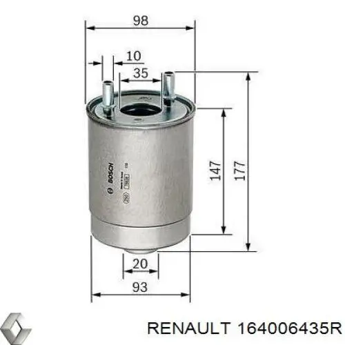 Filtr paliwa 164006435R Renault (RVI)