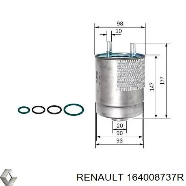 Do koszyka 164008737R Renault (RVI) Filtr paliwa