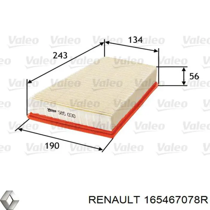 Do koszyka 165467078R Renault (RVI) Filtr powietrza